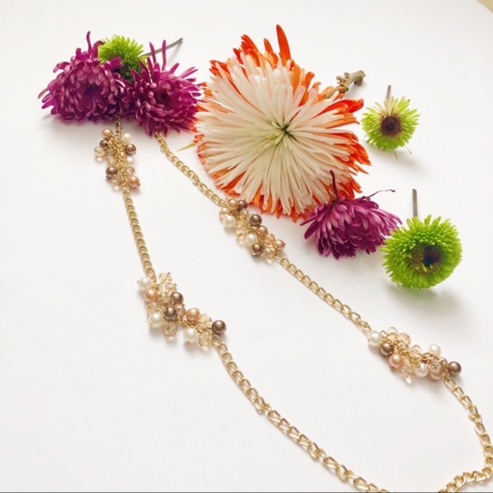 {hp} Long Beaded Chain Link Necklace Set - Picture 2 of 6